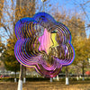Dinoneyi Wind Spinner Outdoor Metal 3D Wind Spinner Hanging Yard Garden Decor Gifts Stainless Steel Six-Pointed Star Spinners Wi