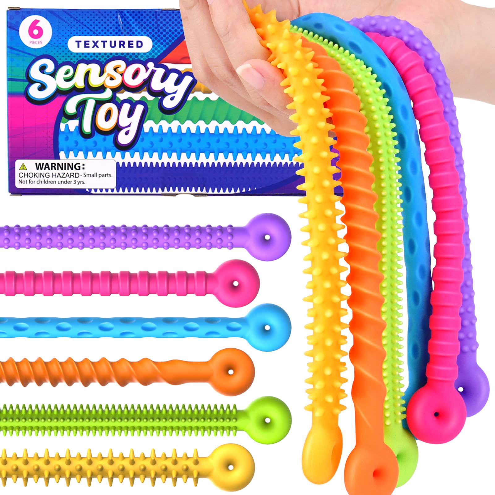 Block String Fidget Toy KLT Sensory Fidget Stretchy Strings Bracelet - Adjustable Rubber Toy f ...