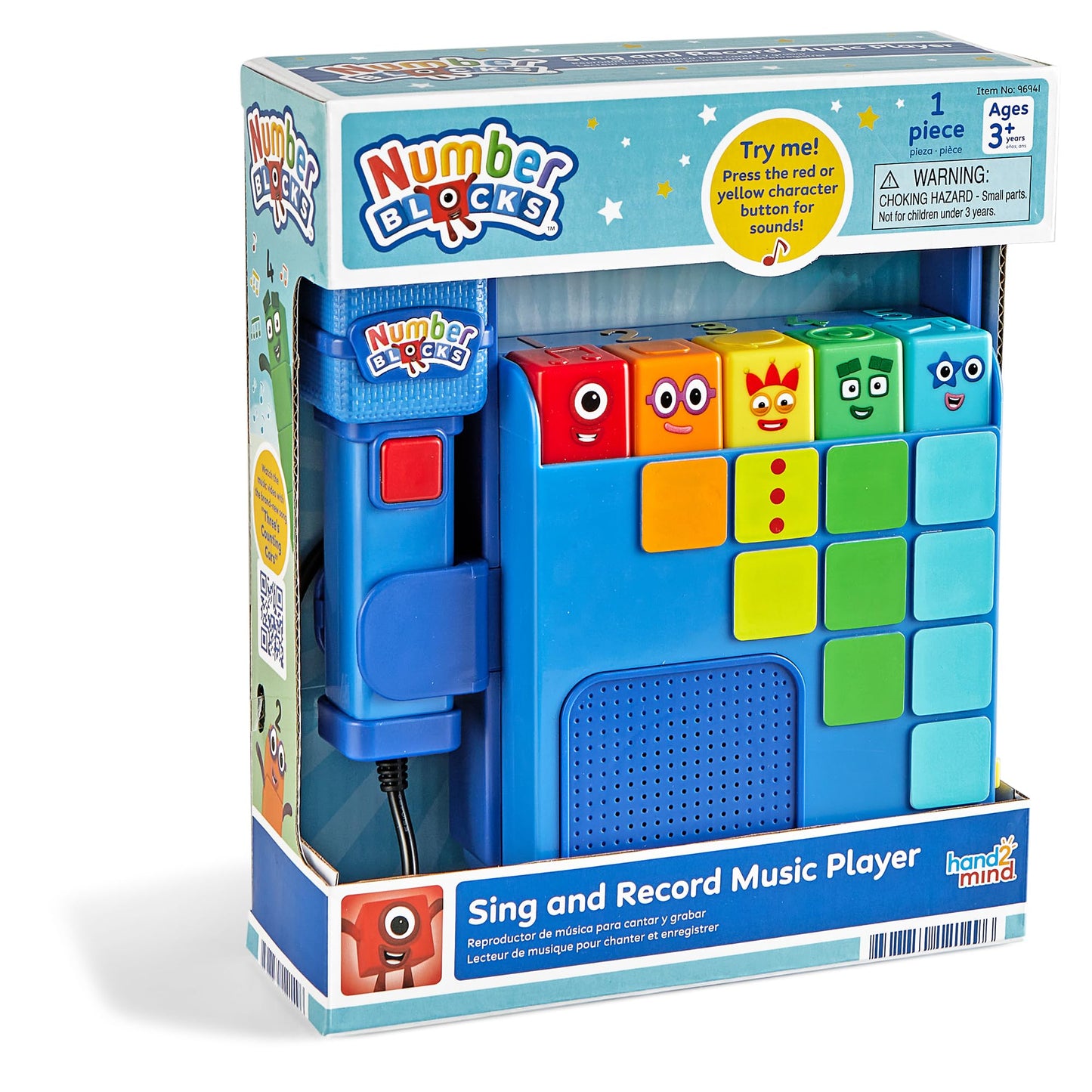hand2mind Numberblocks Sing and Record Music Player, Kids Karaoke Microphone, Musical Toys, Toddler Boombox, Counting Toys, Pres