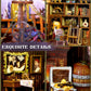 OurMiao Book Nook Kit Pirate Ship Aden, DIY Miniature Book Nook Kits for Adults, 3D Wooden Puzzle Bookshelf Insert Decor with Se