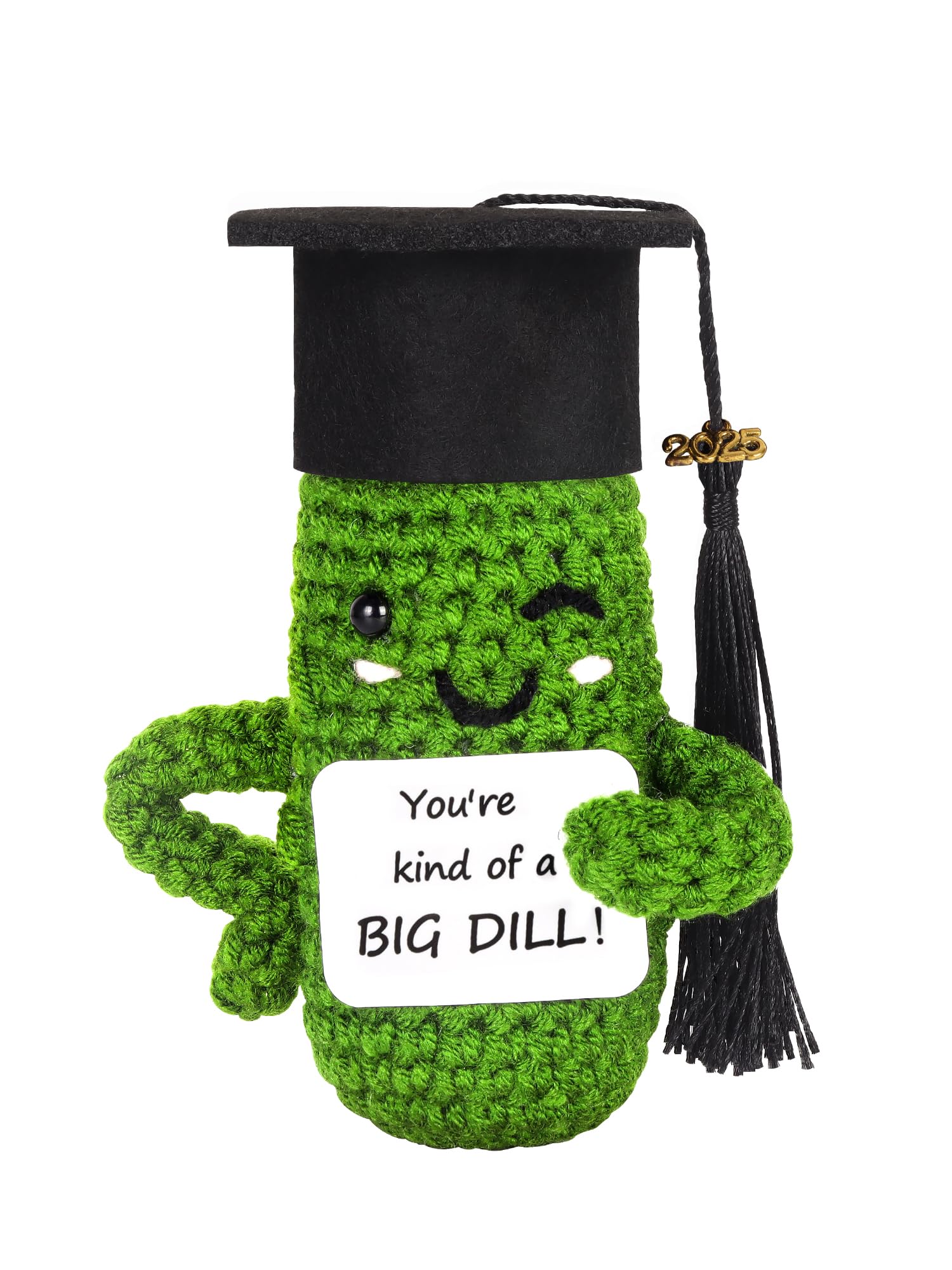 Primo Lines 2025 Graduation Gift - Handmade Crochet Emotional Support Pickle Doll with Cap  4.73 Cute Knitted Potato Plushie  Unique Keepspirit-inspired flavor for Graduates  Friends & Anxiety Relief