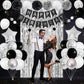 Black And Silver Birthday Party Decorations, Black White Silver Balloons Birthday Decoration Black Happy Bithday Banner Star Foi