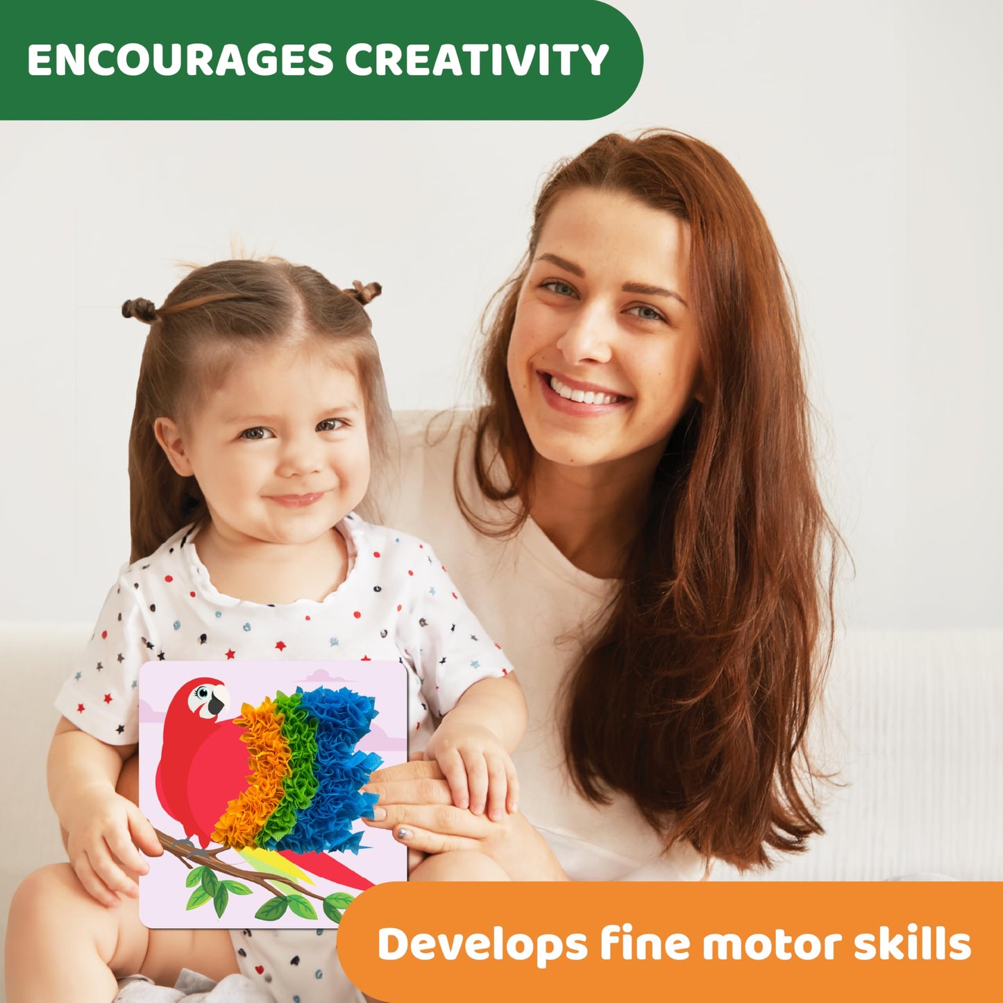 jackinthebox Poke Poke Art for Kids - Animals Theme Like Tortoise, Snail, Lion, Owl, Macaw, Butterfly, Mess-Free Sewing Art for