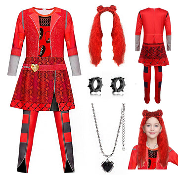 Gftybcst Princess Red Costume For Girls - Rise Red Jumpsuit Kids Dress Up Outfits For Halloween & Birthday Parties - Cosplay 5-1