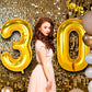 Large Gold 30 Balloon Number, 42 Inch 30Th Birthday Decorations, Foil Mylar Big Helium Numbers Balloons For Birthday Anniversary