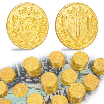 Byhoo 30PCS Metal DND Coins, 1.2'' Gold Tokens with 100 Face Value for Board Game and Tabletop RPG, Fantasy Metal Coins for Path