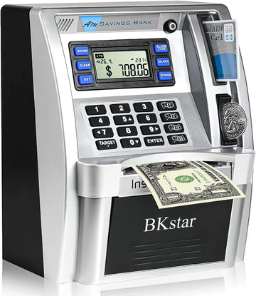 ?????? ???? ???????? ATM Piggy Bank for Real Money for Kids Adults with Debit Card, Bill Feeder, Coin Recognition, Balance Calcu