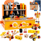 KIDWILL Wooden Tool Bench for Kids, 54-Piece Kids Tool Set with 2-in-1 Workbench & Take-Along Tool Kit, STEM Educational Toy Too