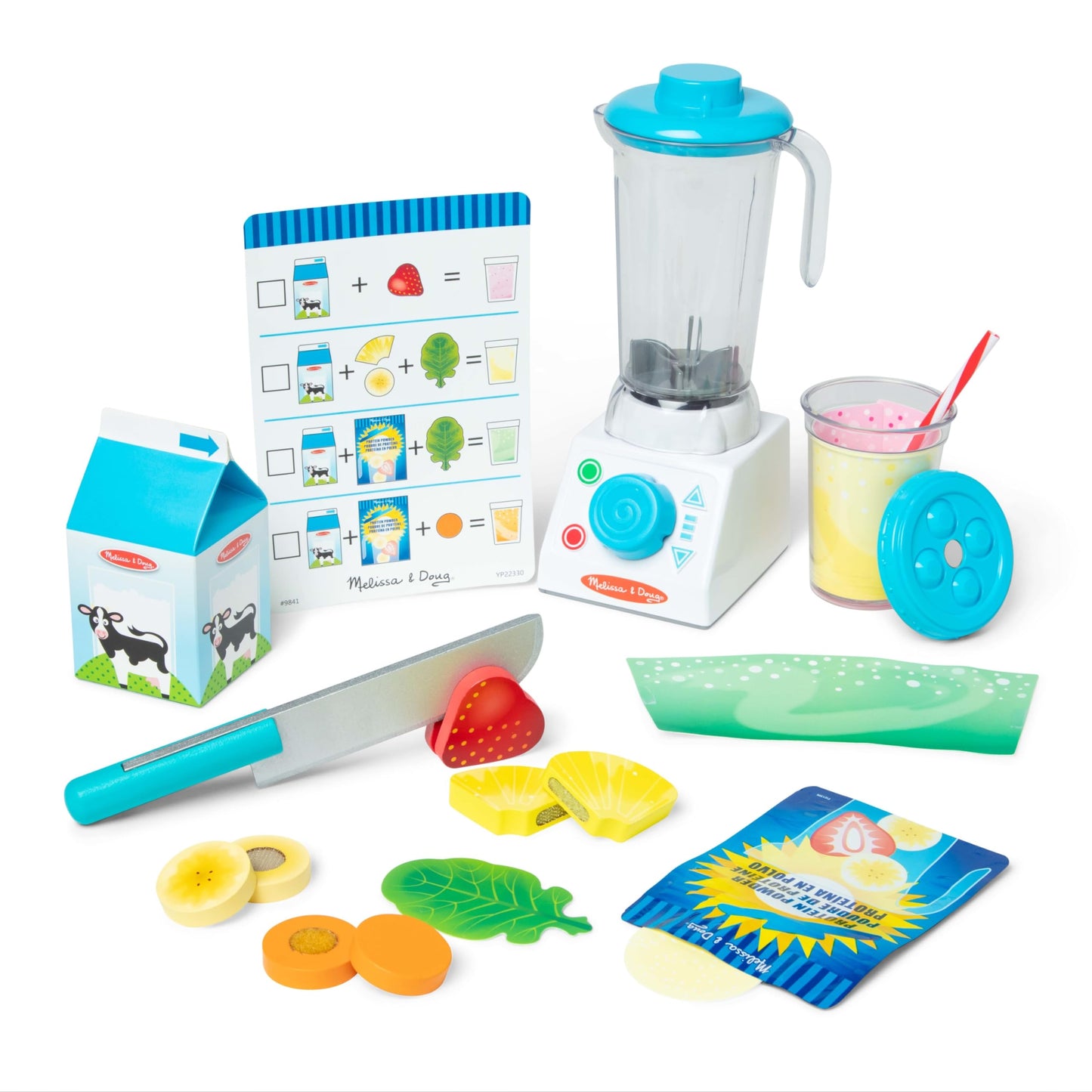 Melissa & Doug Smoothie Maker Blender Set - 22 Pieces, Multicolor, Wood, Model 9841