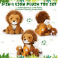 Honoson 5 Pcs Lion Plush Set Large Lion Stuffed Animal With 4 Cute Baby Lions In His Zippered Back Soft Cuddly Lion Plushie Boys