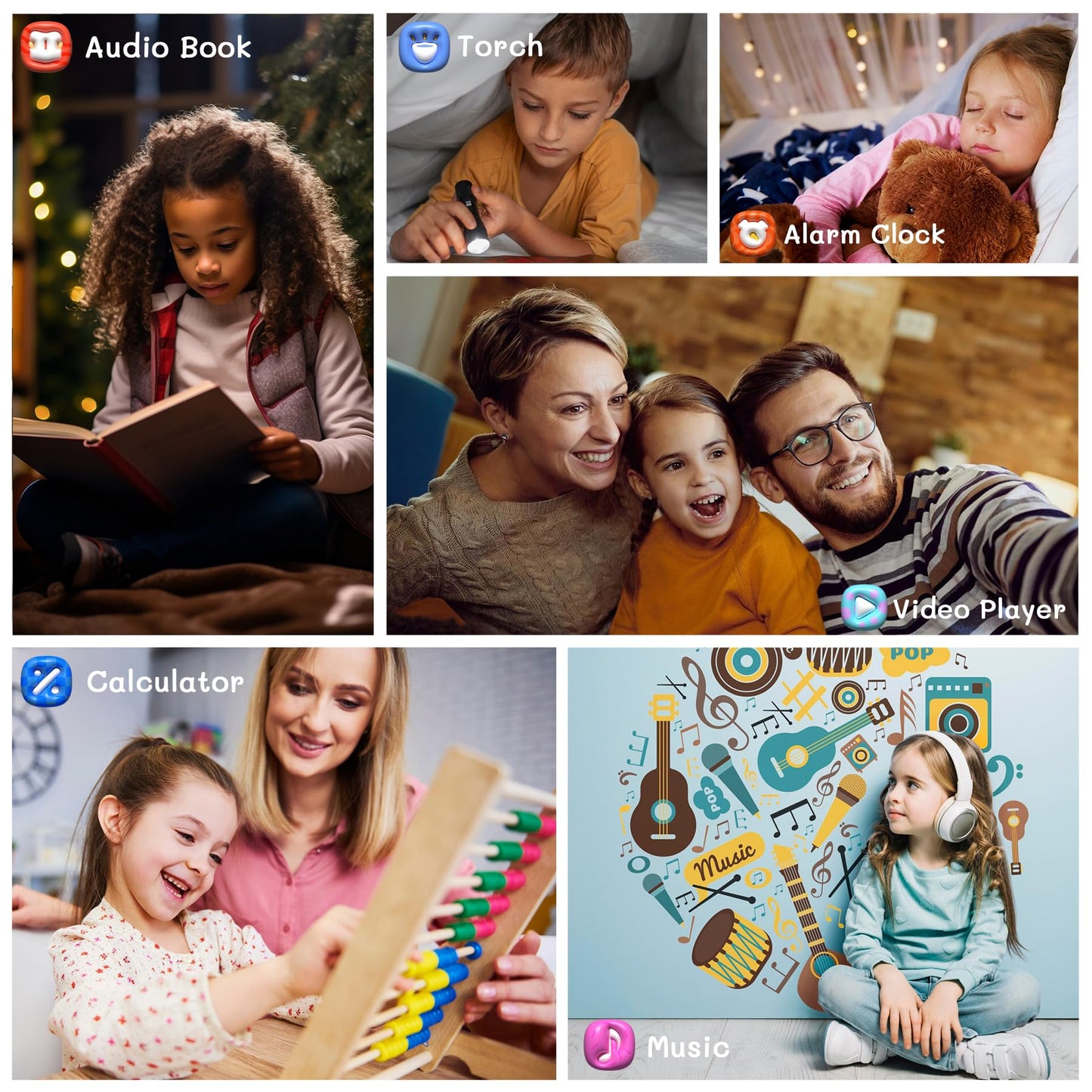 Spodus Kids Smart Watch Learning Watches Toys For Boys With Kids Games Learning Card Step Counter Audio Book Alarm Calendar (Bla