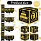 Toniful 4 Pcs 60Th Birthday Decorations Boxes For Men Women,Sixty Years Old Birthday Cardboard Box Party Supplies,Black And Gold