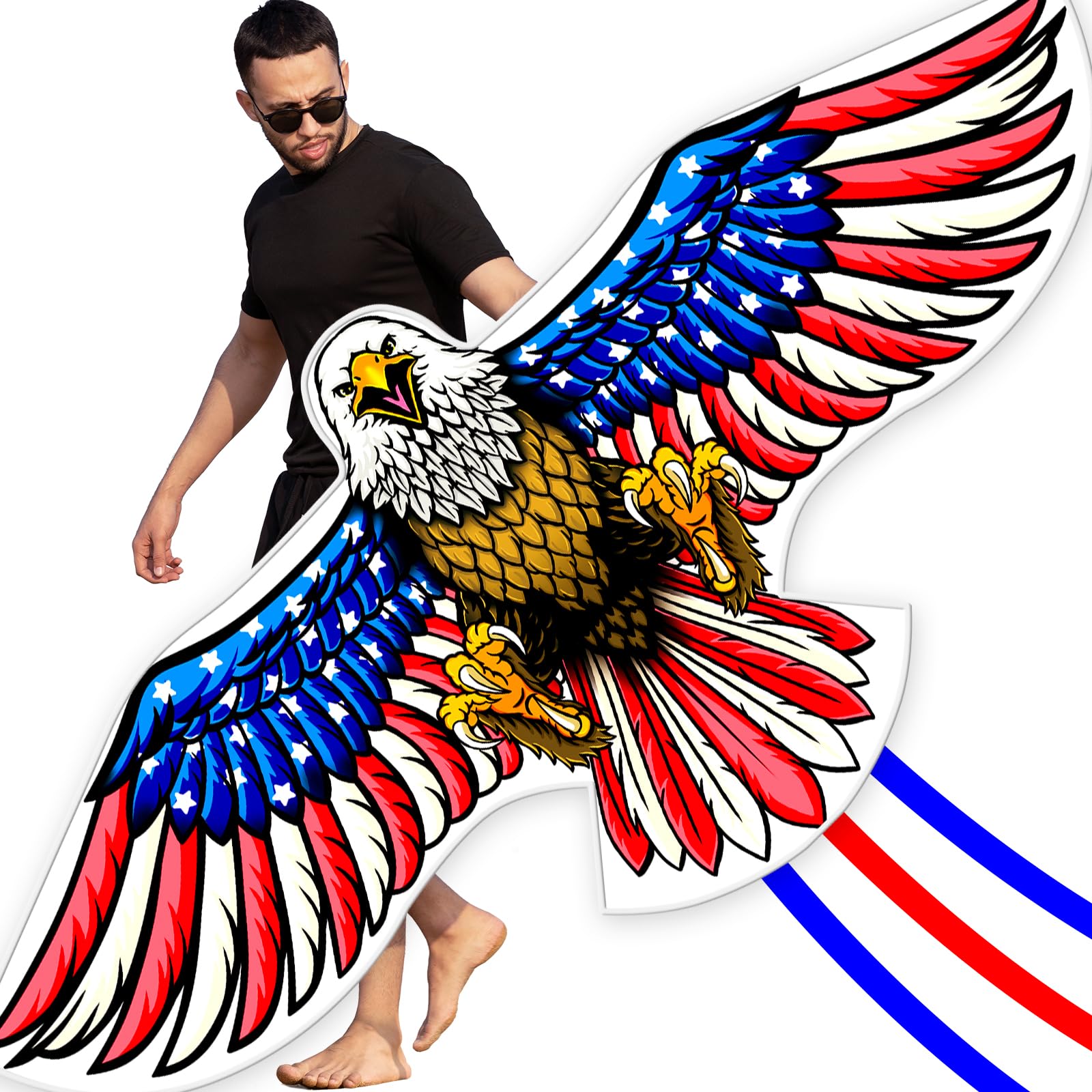 SGftre Eagle Kites for mature-themed and Kids Extremely Easy to Fly for Beginners Single Line Beach and Park Kite for Family Outdoor Games & Activities (Eagle Flag Kite)