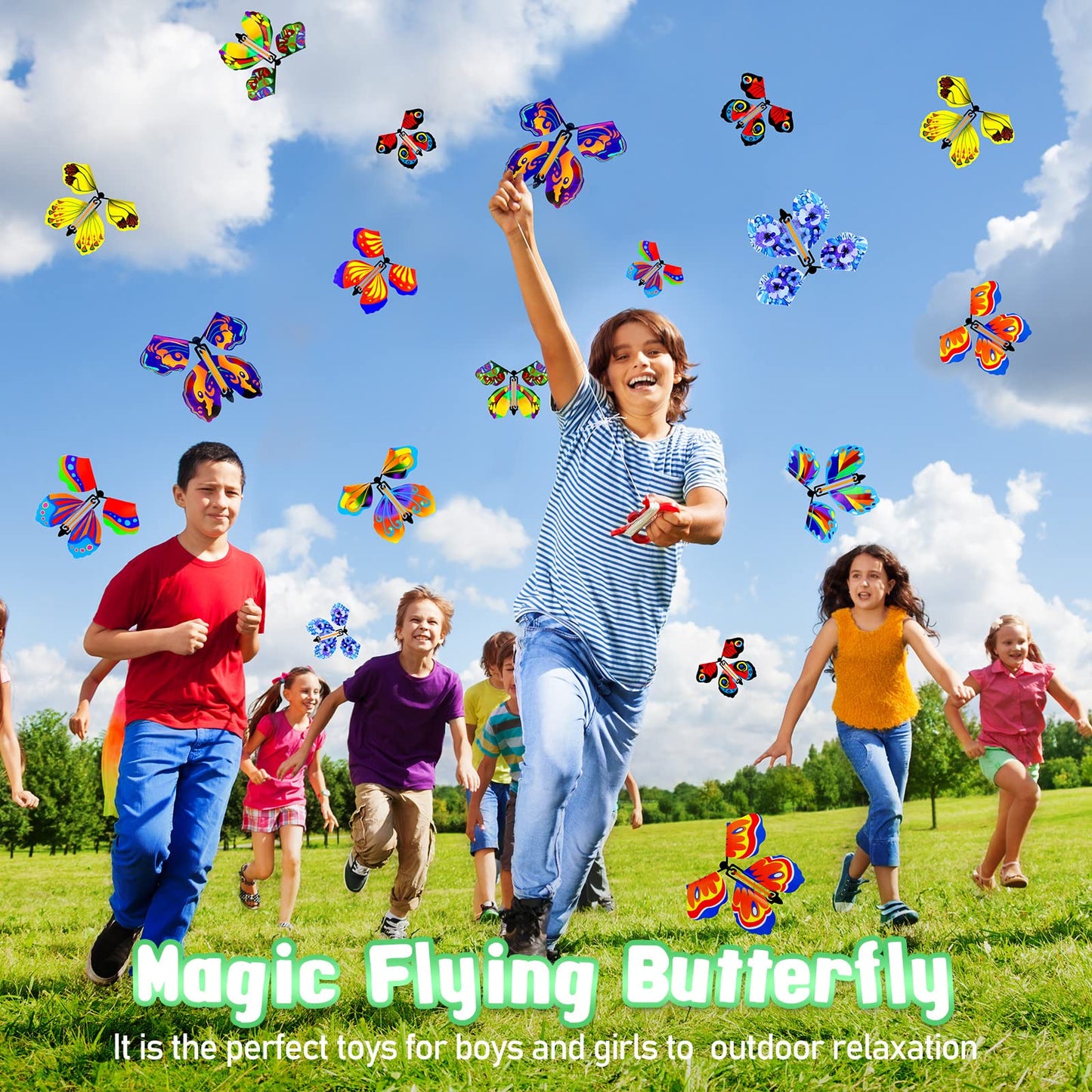 100 Pcs Magic Flying Butterfly Fairy Flying Colorful Wind Up Butterfly In The Book Rubber Band Powered Greeting Card Surprise Gift, 10 Styles