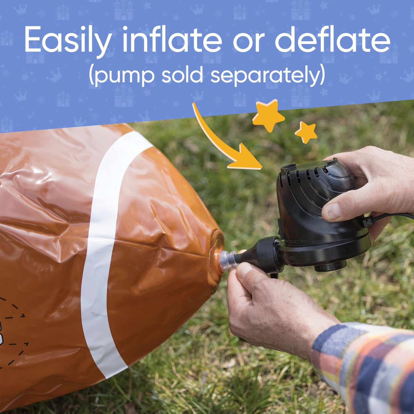 Hearthsong Jumbo Sized Inflatable Football With Kickoff Tee, 23' L X 11' W, Includes Ground Stakes, Ages 3 And Up
