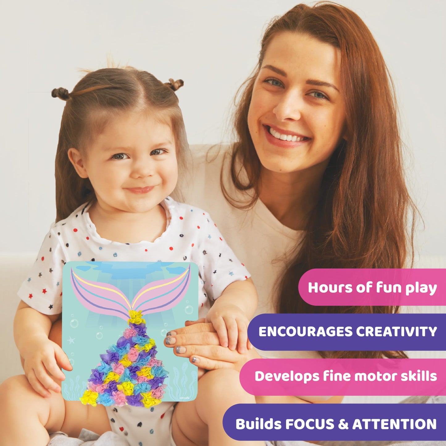 jackinthebox Poke Poke Art for Kids - Unicorns, Mermaids, Princess, and Cupcakes, Mess-Free Sewing Art for Kids, Toys for Girls