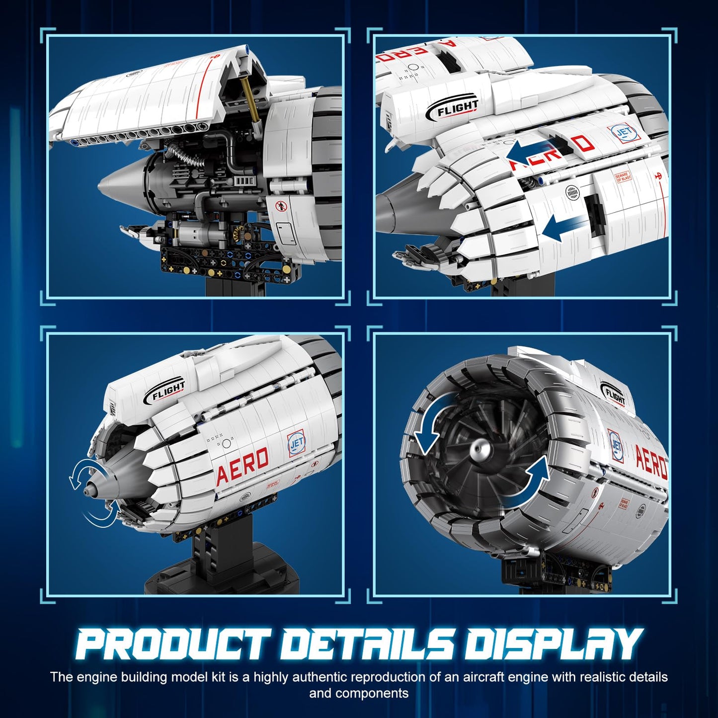 Brihappen Aircraft Engine Building Blocks Set for mature-themed Boys (1813 Piece) - Electric Engine Model with Motor That Works  STEM Mechanic Engineering Building Toy  Gifts for Building Blocks Lover