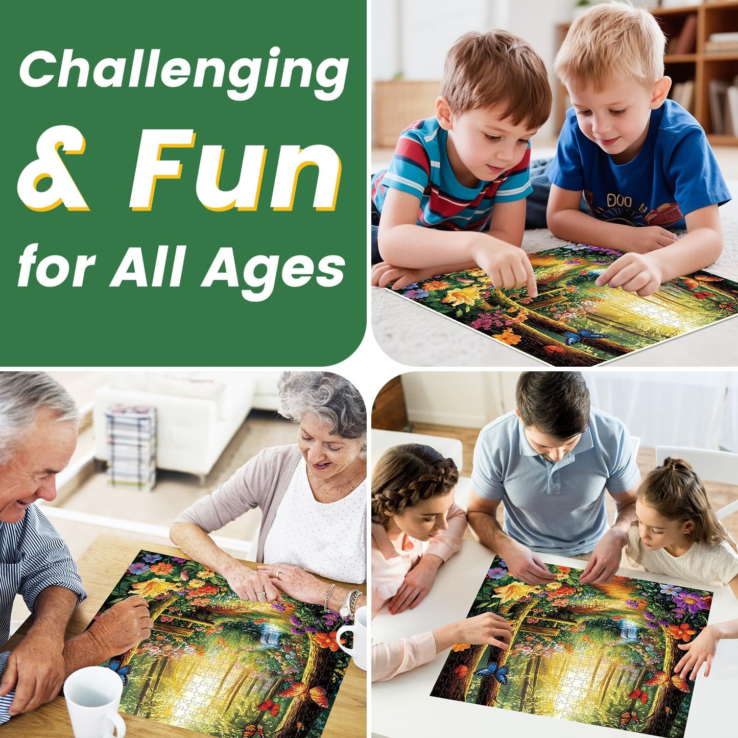 500 Piece Jigsaw Puzzle for mature-themeds  Forest Butterfly Jigsaw Puzzle 500 Piece Forest Jigsaw Puzzles for mature-themed Butterfly Puzzles for mature-themeds - Challenging Family Activity Gift 20.5 x 15 Inch