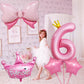 Pink 6Th Birthday Decorations, Pink 6Th Birthday Balloon Set With 40 Inch Pink Number 6, Large Helium Foil Mylar Princess Crown Balloon, Pink Bow Foil Balloons For Girls Birthday Party Decoration
