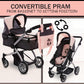 Dolls To Play Baby Doll Convertible Pram Stroller For Kids, Adjustable Handle Foldable Buggy Carriage With Canopy And Storage Ba