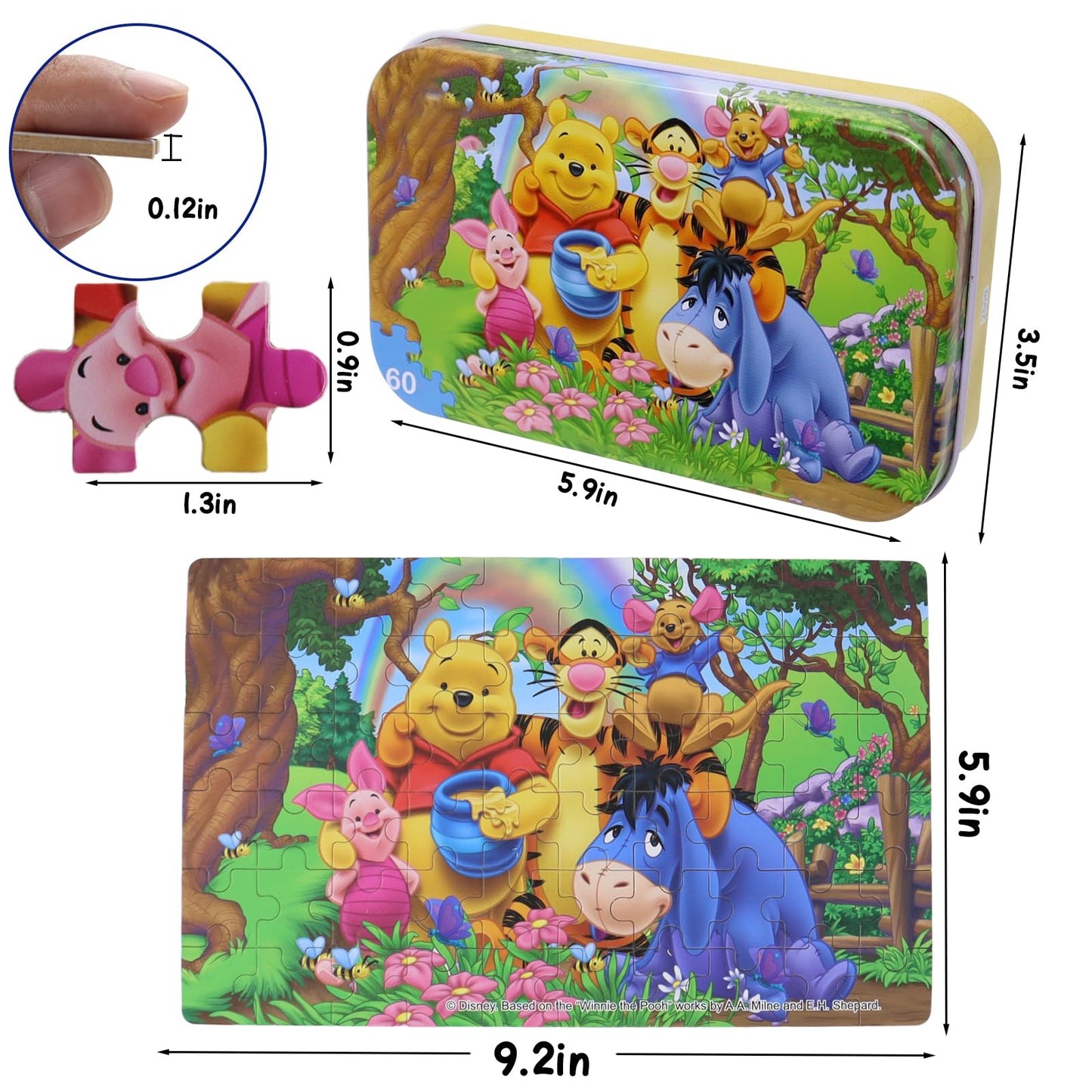 60 Piece Jigsaw Puzzles For Kids Ages 4-8 Winnie The Pooh Puzzle- Family Game Reduced Pressure Toy Gift For Children (2500)