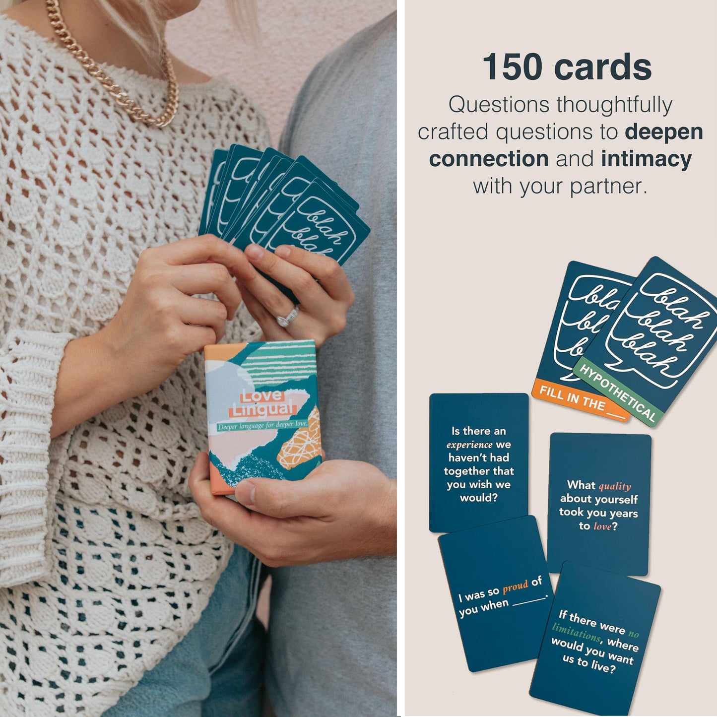 Fluytco Love Lingual Level 2: Couple Card Game - Deeper Language For Deeper Love - 150 Conversation Starter Questions For Couples - Date Night & Relationship