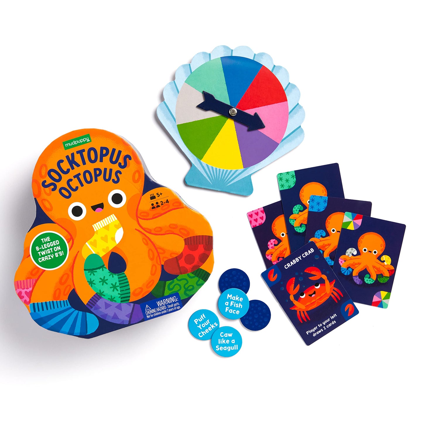 Mudpuppy Socktopus Octopus - 8 Legged Version of Classic Kids Crazy 8s Memory Game with Color Matching and Pattern Recognition f