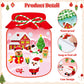 CY2SIDE Christmas Snowy Jar Scene Sticker - 12 Set Red and Green Winter Sticker Art Craft for Kids Holiday Project, Make a Snowy