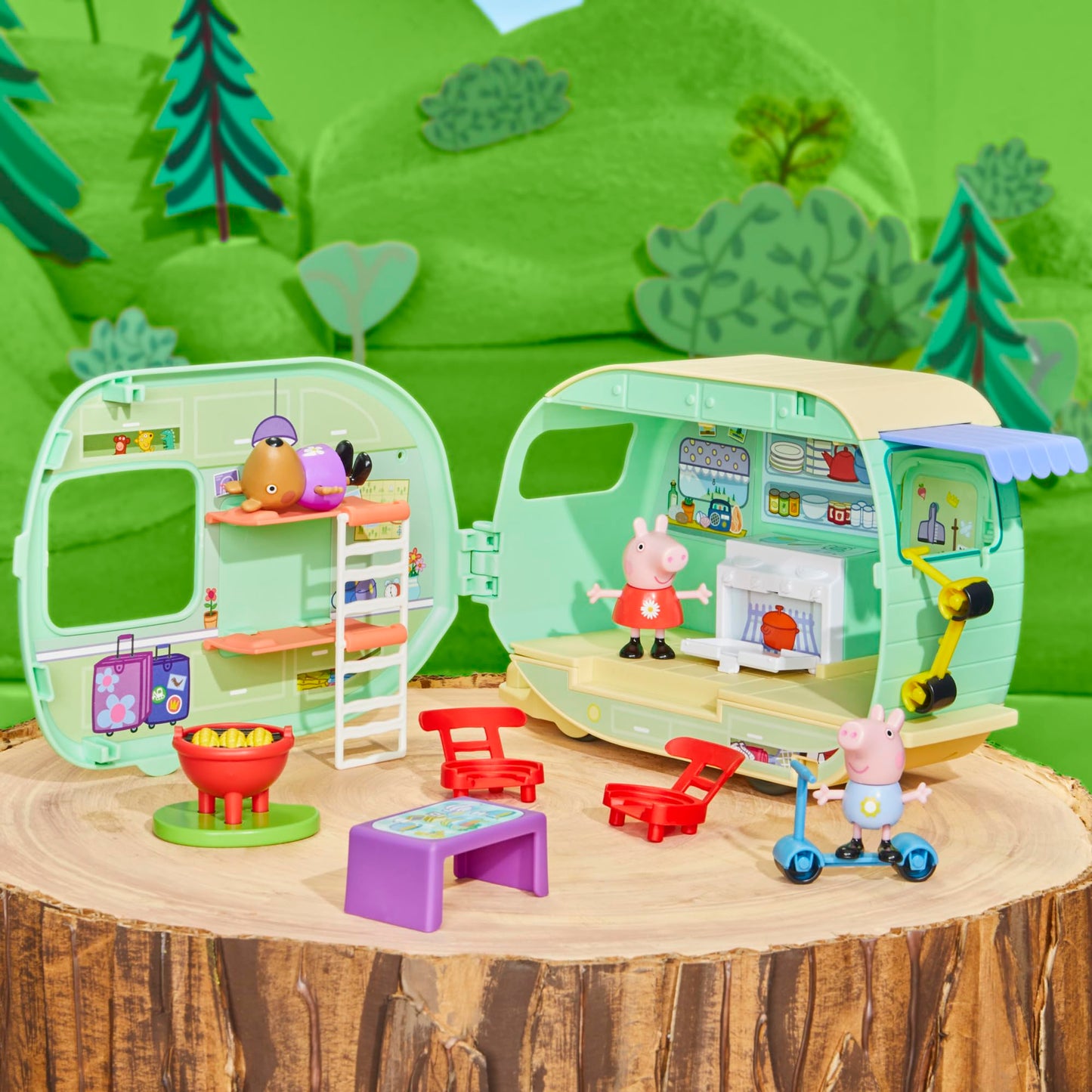 Peppa Pig Caravan Playset - Pink - One Size - Model F8863 - Plastic Toy for Creative Play