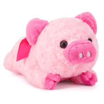 Ikasa Pig Stuffed Animal Plush Toy With Bow For Valentine Day,Cute 13.7'' Plushie Soft Small Cuddly Toys,Valentine'S Gifts For G