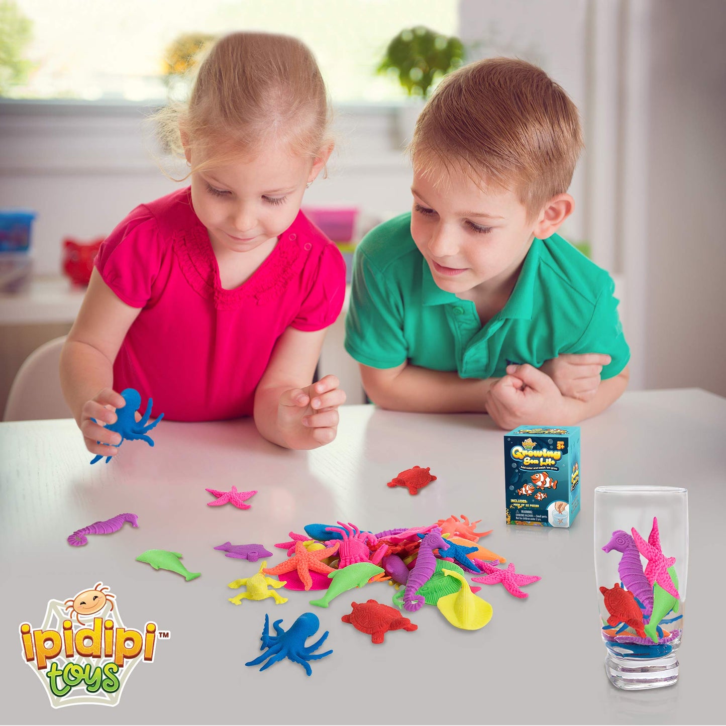 Ipidipi Toys Water Growing Sea Creatures For Kids - Growing Animals In Water - Ocean Themed Under The Sea Party Favors, Birthday Goodie Bag Fillers, Piñata Stuffers, School Prize Box Toys - Pack Of 32