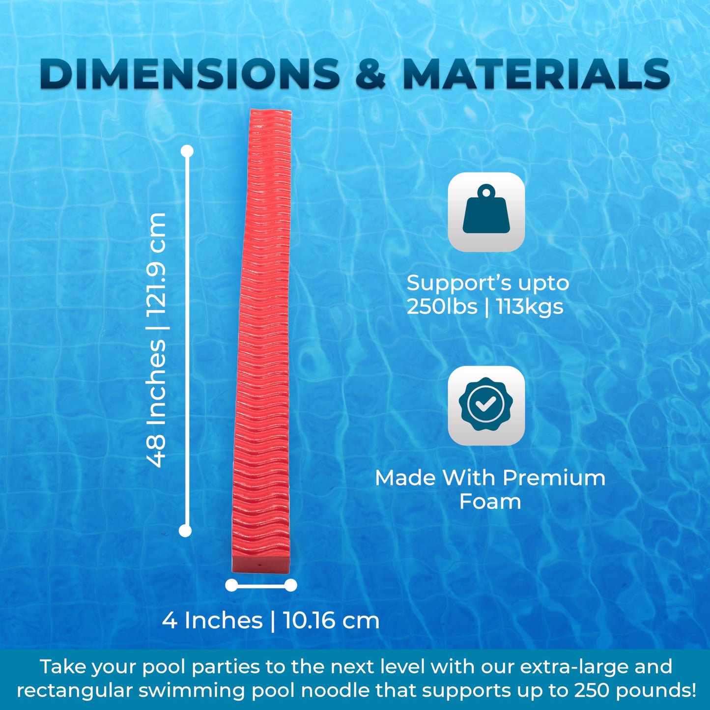 VOS Liberty Foam Pool Wavy Noodle  enhanced & Big  Super Soft Pool Noodle for Swimming and Floating  Pool Floats  Lake Floats for mature-themeds & Kids