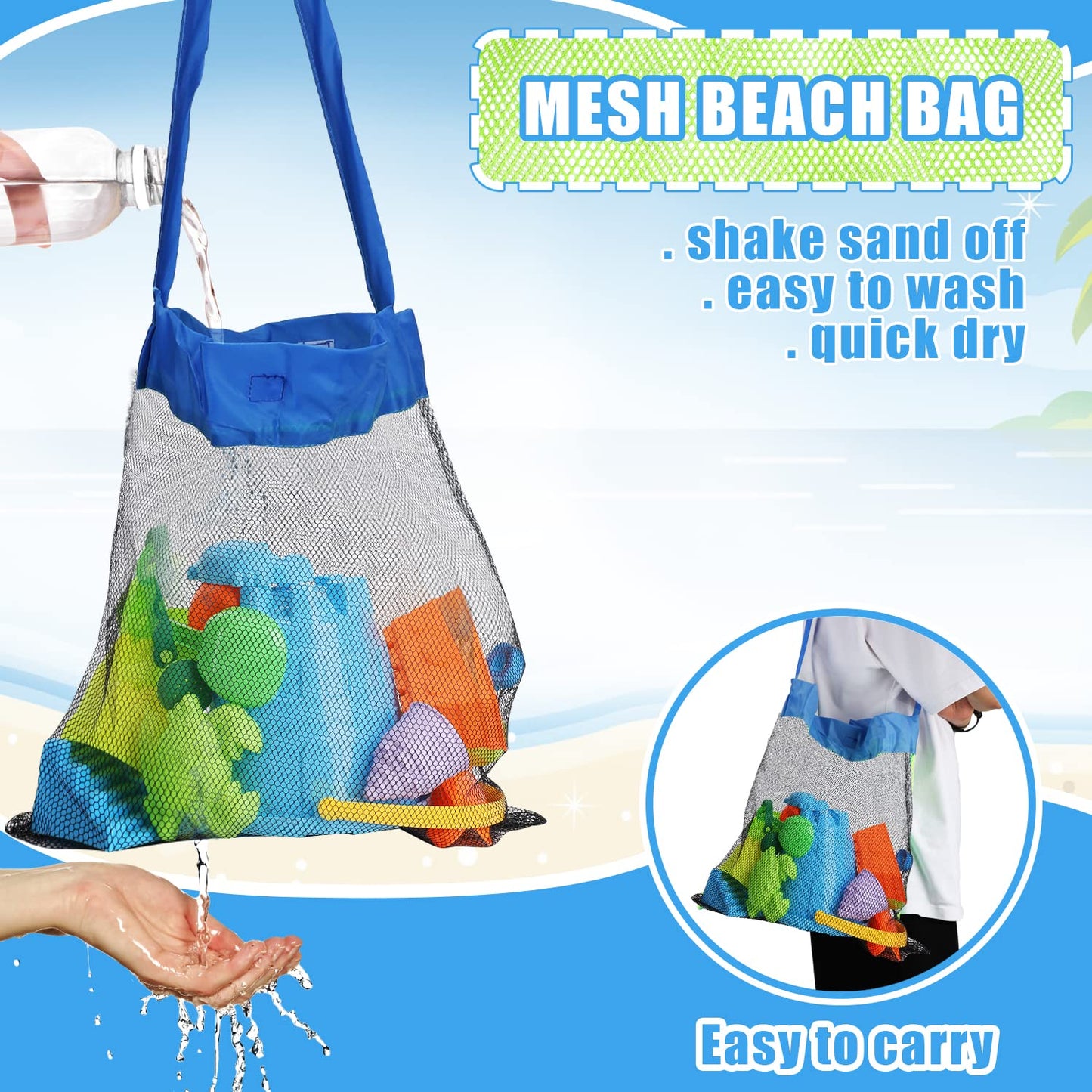 TOY Life 36 Pcs Beach Toys Sand Toys Toddlers with Castle Bucket Shovels & Sand Castle Building Kit Molds, Sandbox Toy Travel, B
