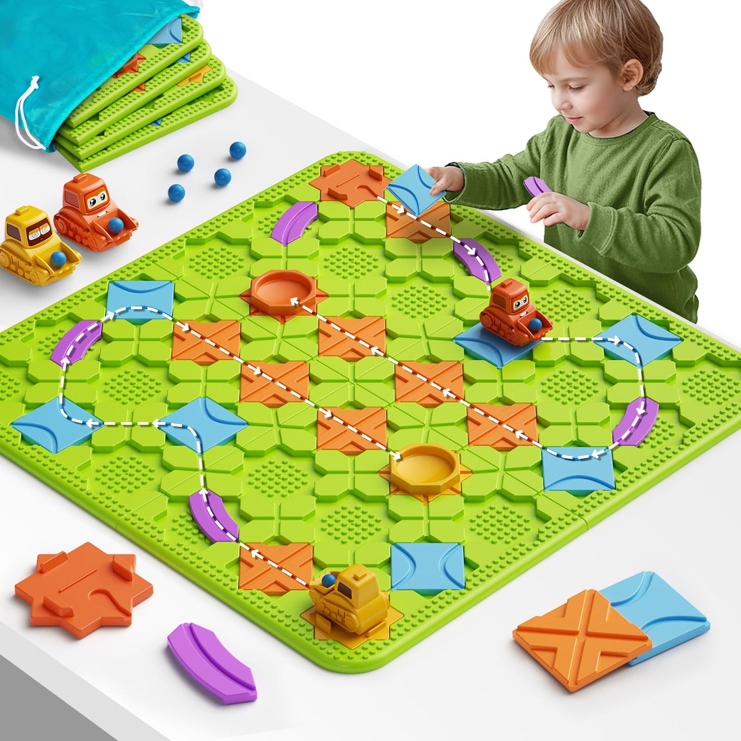 Logical Road Builder Puzzle Games, Stem Family Big Board Maze Game, Educational Smart Brain Teasers Puzzles Toys, Preschool Learning Early Montessori Birthday Gifts For Kids Boys Girls Age 4 5 6 7 8