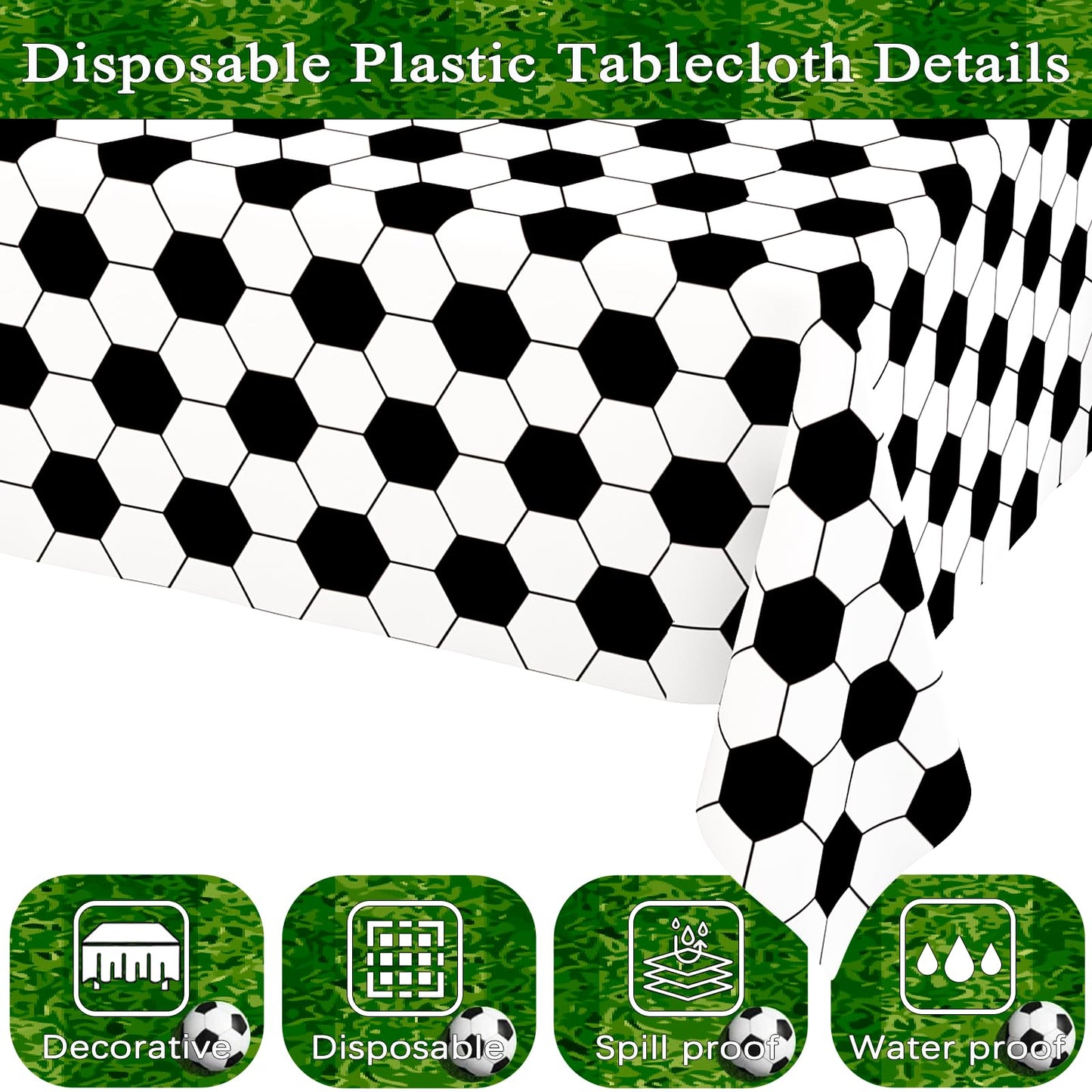 Wnink 2 Pack Soccer Party Tablecloths Soccer Theme Disposable Plastic Table Cloth Soccer Sports Party Table Covers For Soccer Th
