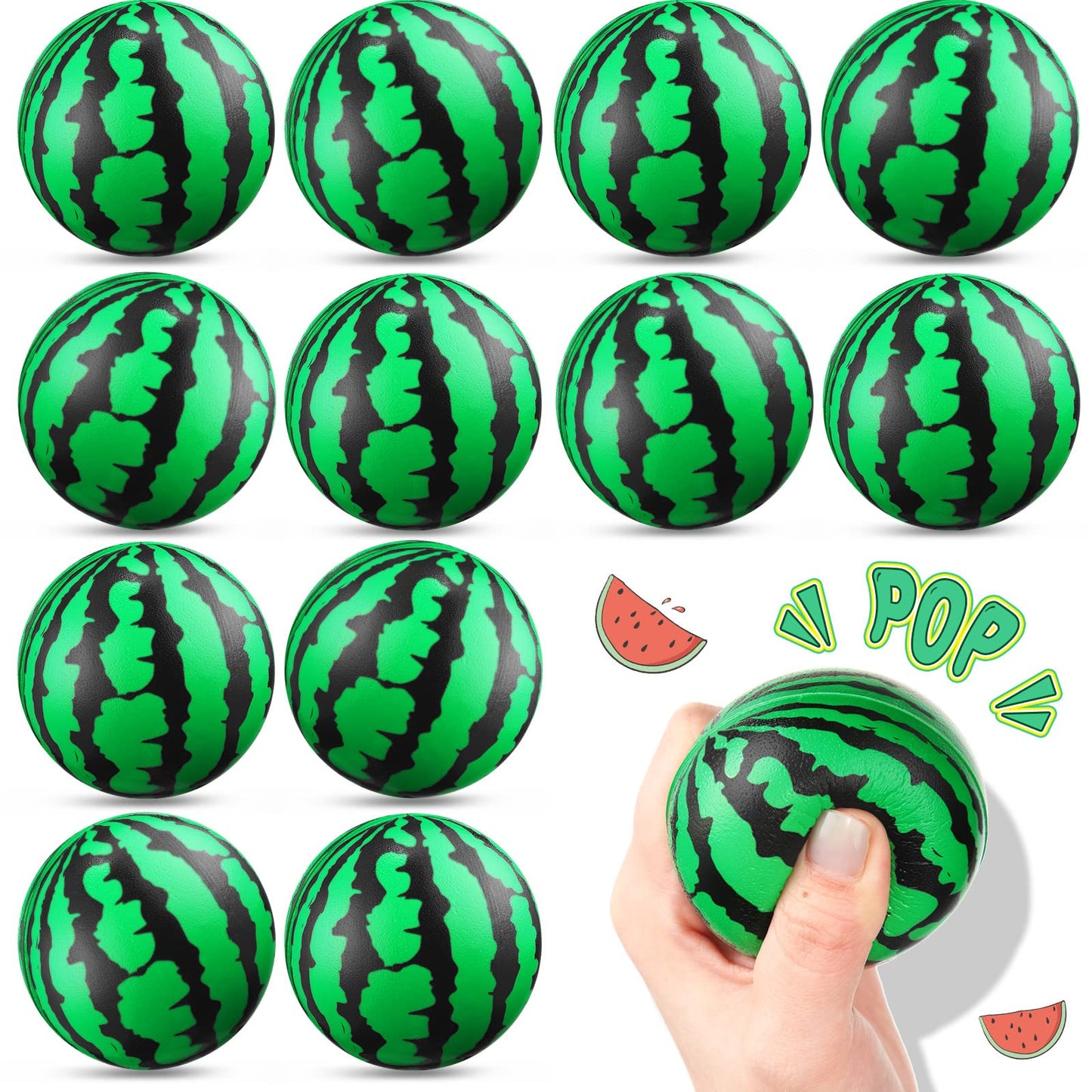 Zhanmai 36 Pack Watermelon Stress Balls Party Favors 2.5 Inch Sensory Fidget Toy Mini Watermelon Foam Balls One in a Melon Party Decorations Summer Pool Toys for Children mature-themeds Stress Relief Gifts
