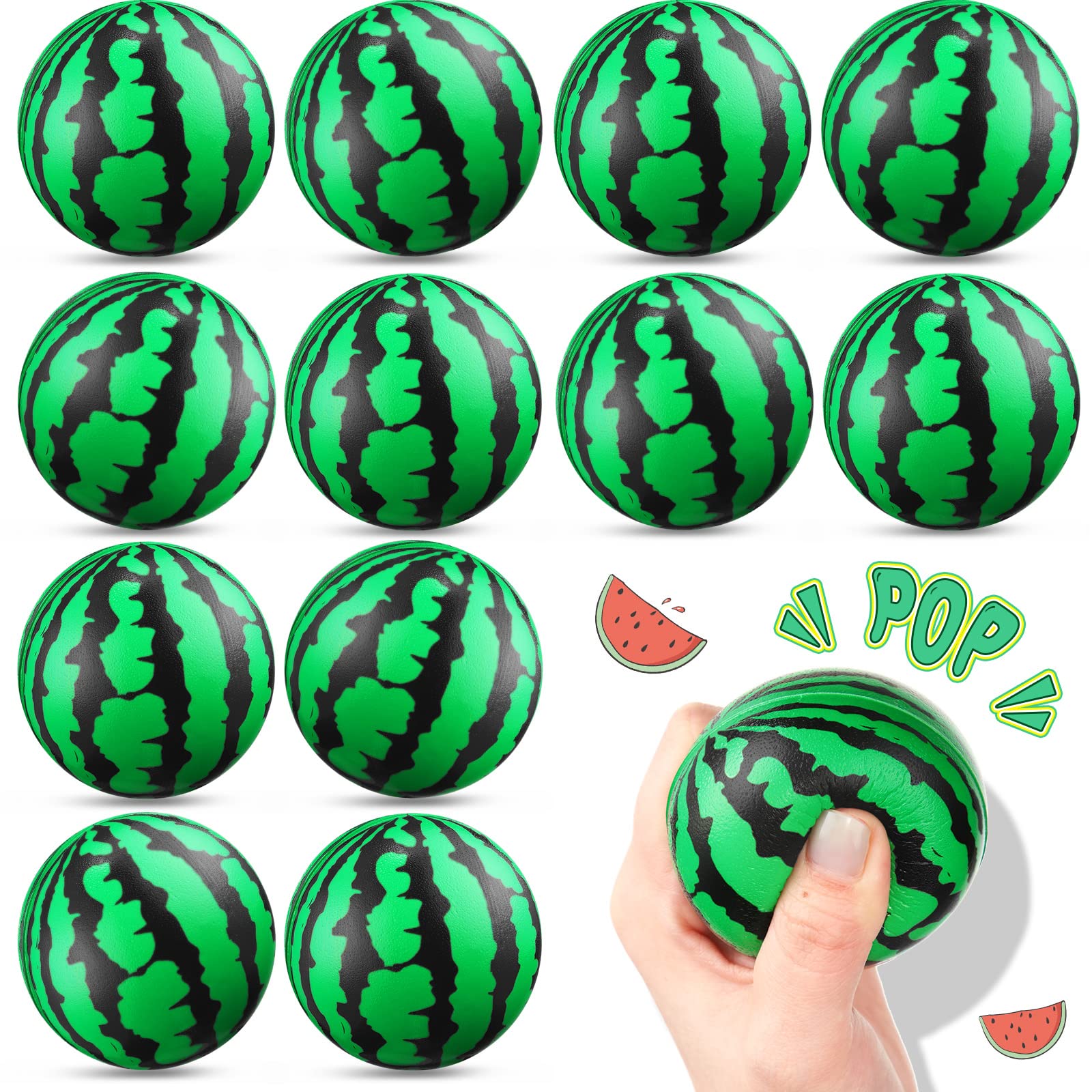 Zhanmai 36 Pack Watermelon Stress Balls Party Favors 2.5 Inch Sensory Fidget Toy Mini Watermelon Foam Balls One in a Melon Party Decorations Summer Pool Toys for Children mature-themeds Stress Relief Gifts