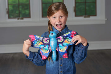 Wild Republic Huggers Butterfly Blue Plush Toy, Slap Bracelet, Stuffed Animal, Kids Toys, 8'