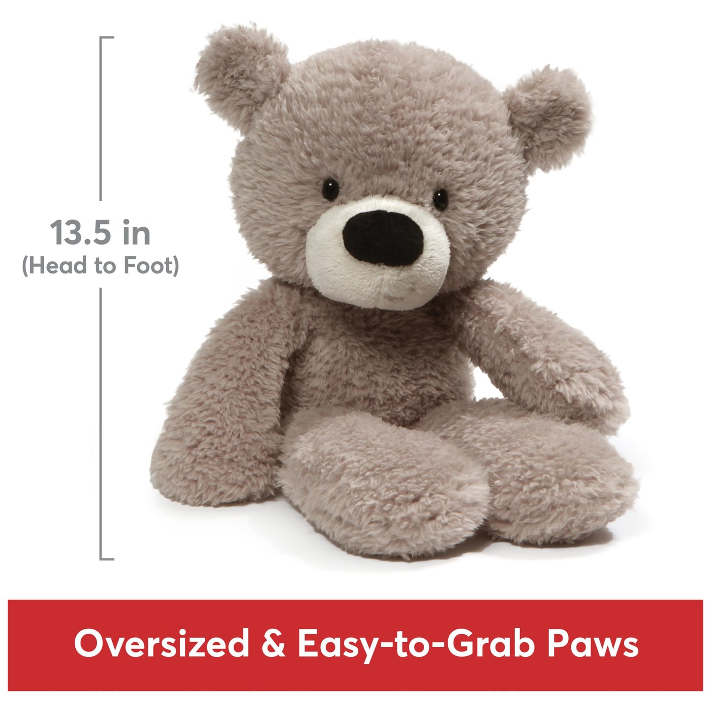 GUND Fuzzy Teddy Bear, Premium Stuffed Animal, Gray, 13.5”, Polyester, Model 6049972, Ages 1 and Up