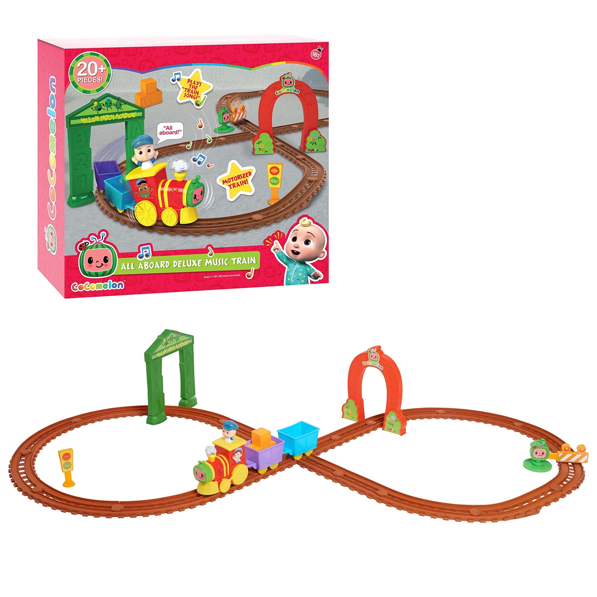 Cocomelon All Aboard Musical Train With Bonus Pieces, 24-Pieces, Plays “The Train Song', Kids Toys For Ages 18 Month By Just Play