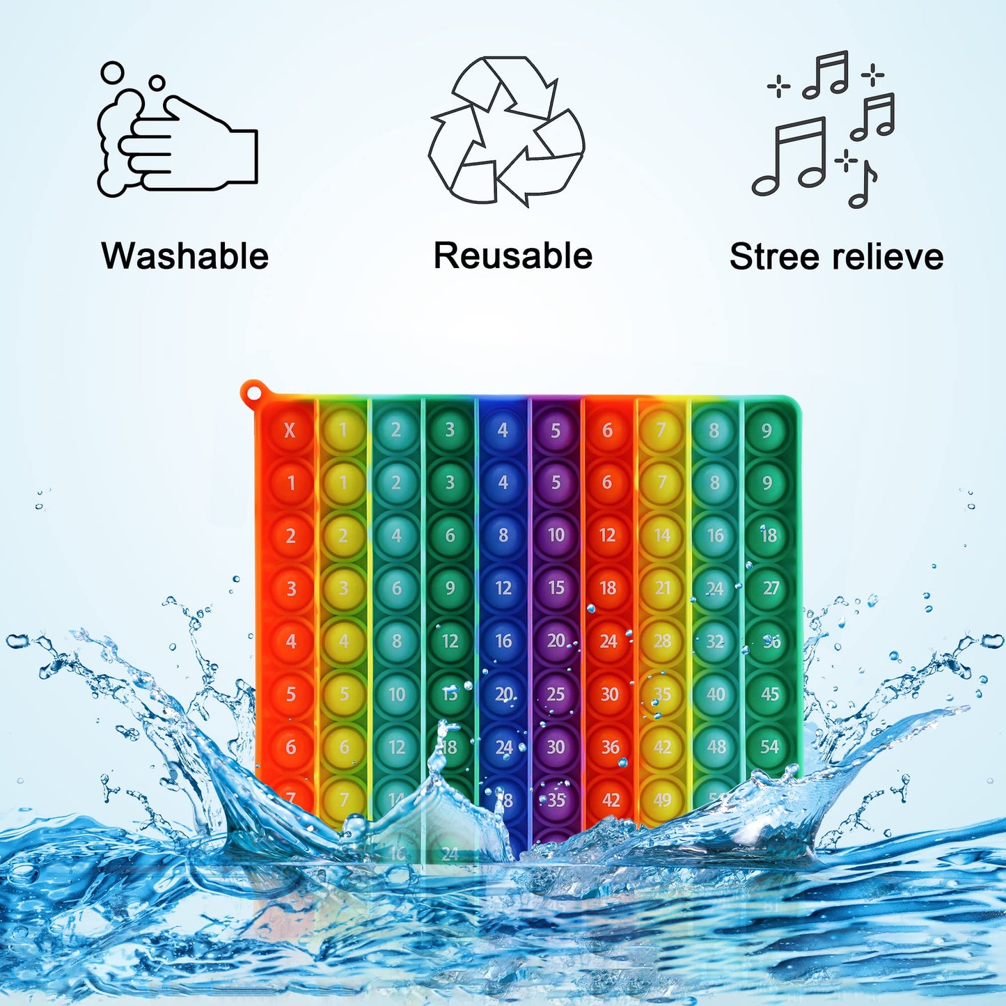 Multiplication Table Chart Square Pop Fidget Toys Counting Popper Board Stress Reliever Gifts for Kids mature-themed ADHD Family Kids Popping Game to Practice Times Math Ability Early Education(Rainbow)