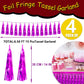 4P Hot Pink Foil Fringe Tassel Banner Garland Metallic Tinsel Streamers Wall Hanging Curtain Backdrop Banners for Parade Floats,