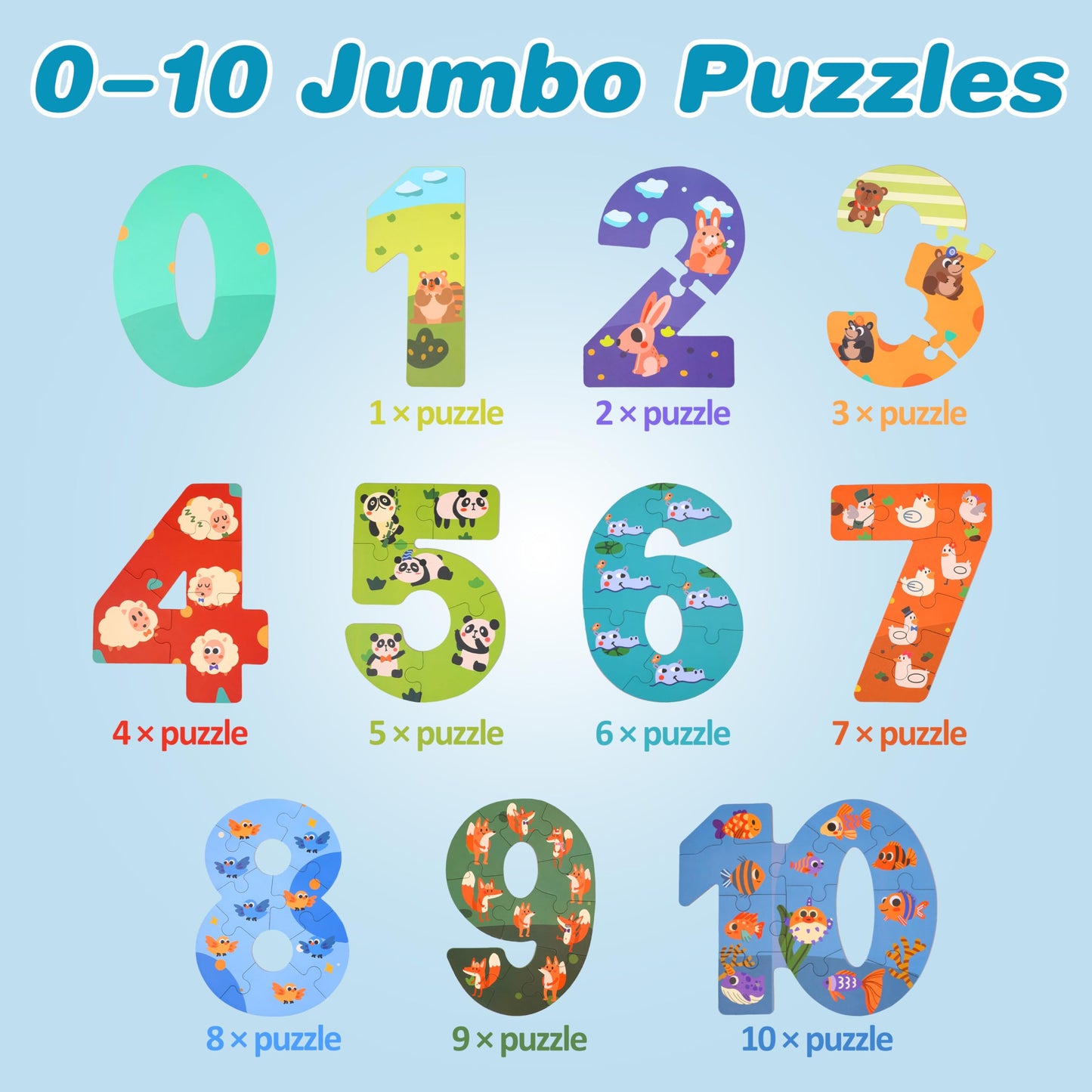 Wooden Puzzles For Kids, Montessori Numbers Puzzles Animal Puzzle For Toddlers, Preschool Learning Toys Educational Stem For Boys Girls Ages 3+