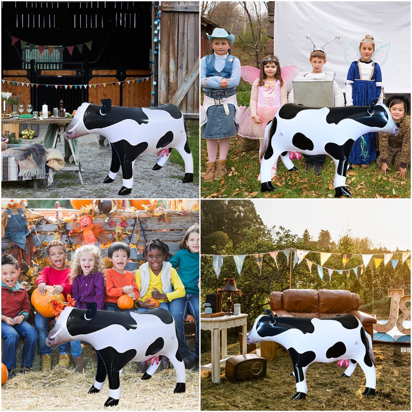 Ileisurely Inflatable Cow, Farm Party Decorative, 37-Inch Blow Up Animals For Farm, Indoor & Outdoor Cow Theme Party Supplies, B
