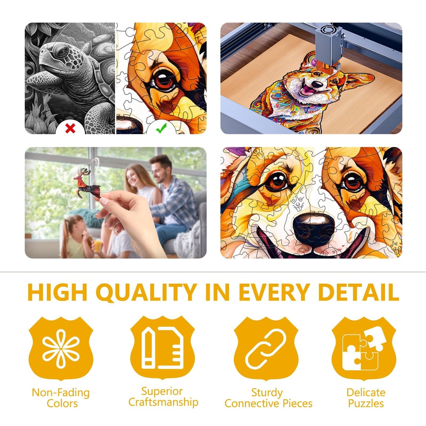 Wooden Puzzles for mature-themeds - Advanced Clever Corgi Wooden Puzzle  Unique Shape Wooden Jigsaw Puzzles for mature-themeds  Wood Puzzles mature-themed  Corgi Gifts for Corgi Lovers  220 Pieces 13.3 x 8.8in Large