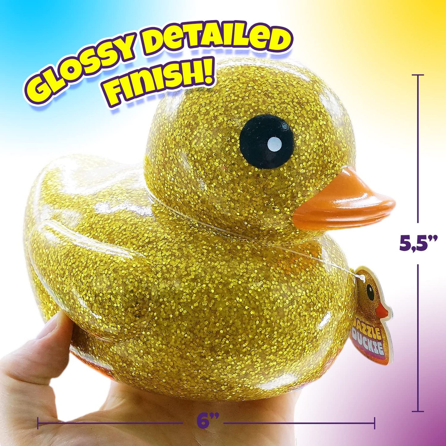 Ja-Ru Giant Glitter Rubber Ducks Metallic Colors 7'' (24 Rubber Duckies) Sensory Fidget Toy For Kids, Stress Relief Toy. Bulk St