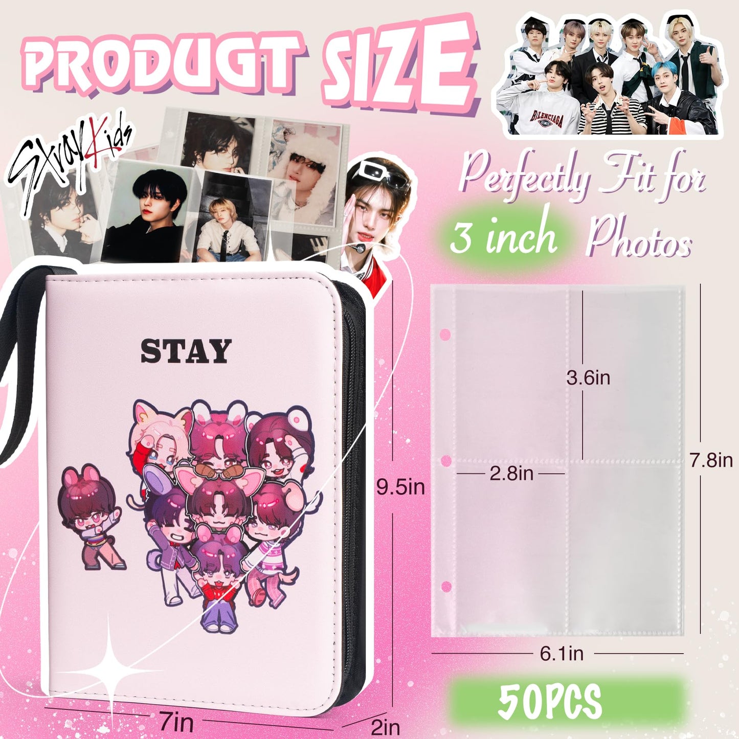 Stray Kids Kpop Photocard Binder-Skzoo Trading Card A5 Binder Cartoon Photocard Holder With 400 Cards Sleeves  Photo Album for Skz Merch And Lomo Cards
