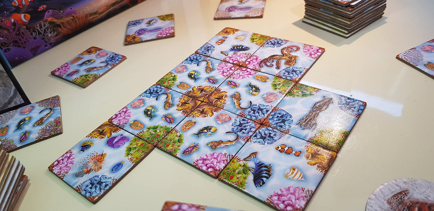 Eco Coral Reef | Strategic Tile-Laying Board Game | Colorful Tile Placement Tabletop Game | 2-4 Players | Playtime 30-60 Min | B