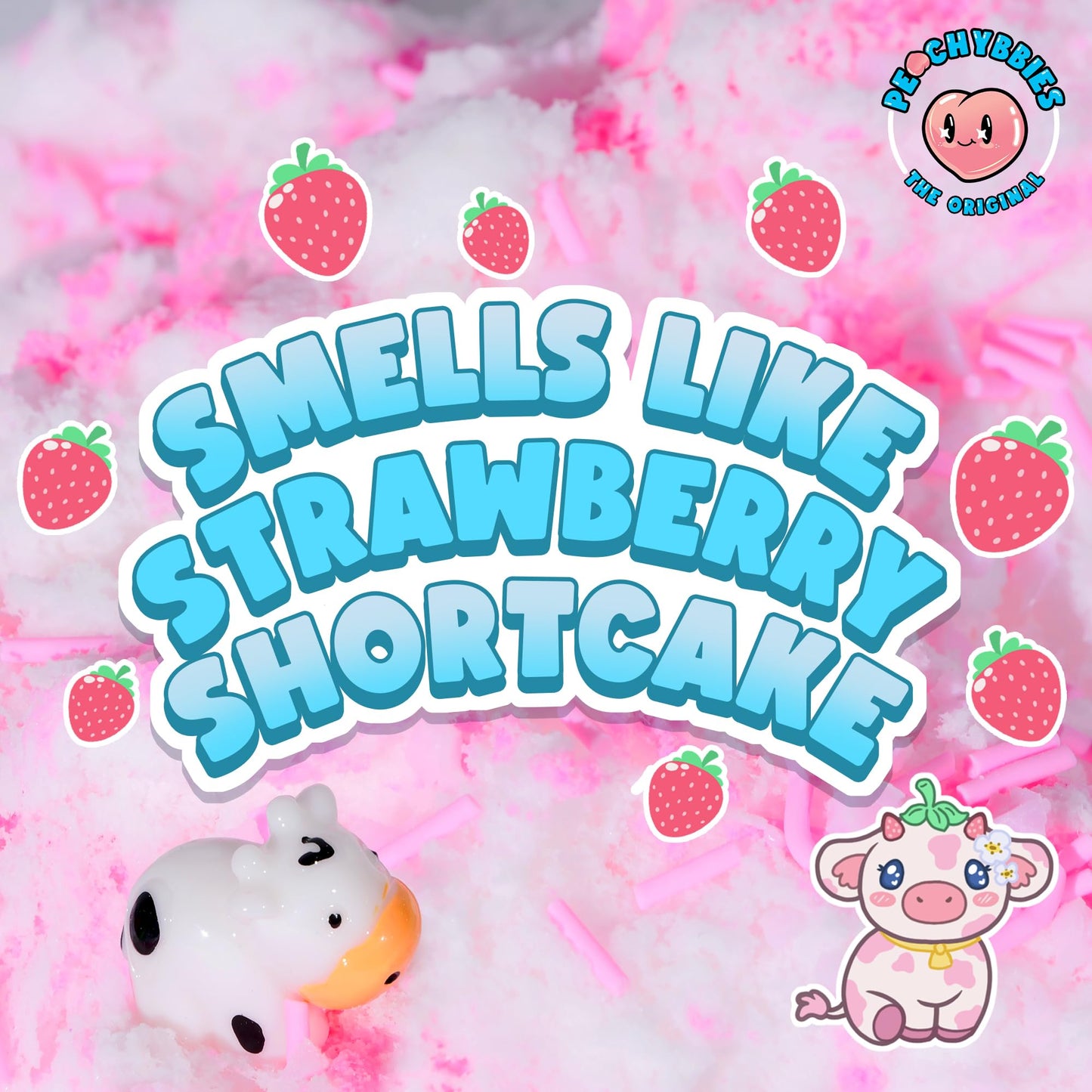 Peachybbies Slime Strawberry Cow Cloud Slime, Made In Usa Premium Slime, 100% Authentic Peachybbies, 7 Oz., Scented Slime For Ki