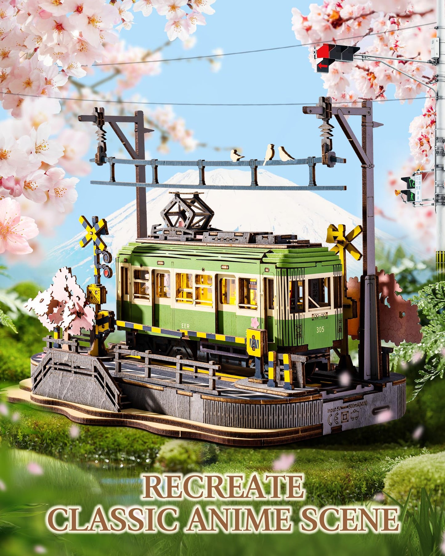Wowood 3D Wooden Puzzles For Adults-Sakura Journey Tram, Model Car Kits Building Set For Adults, Diy Hobby Craft Kits Creative G